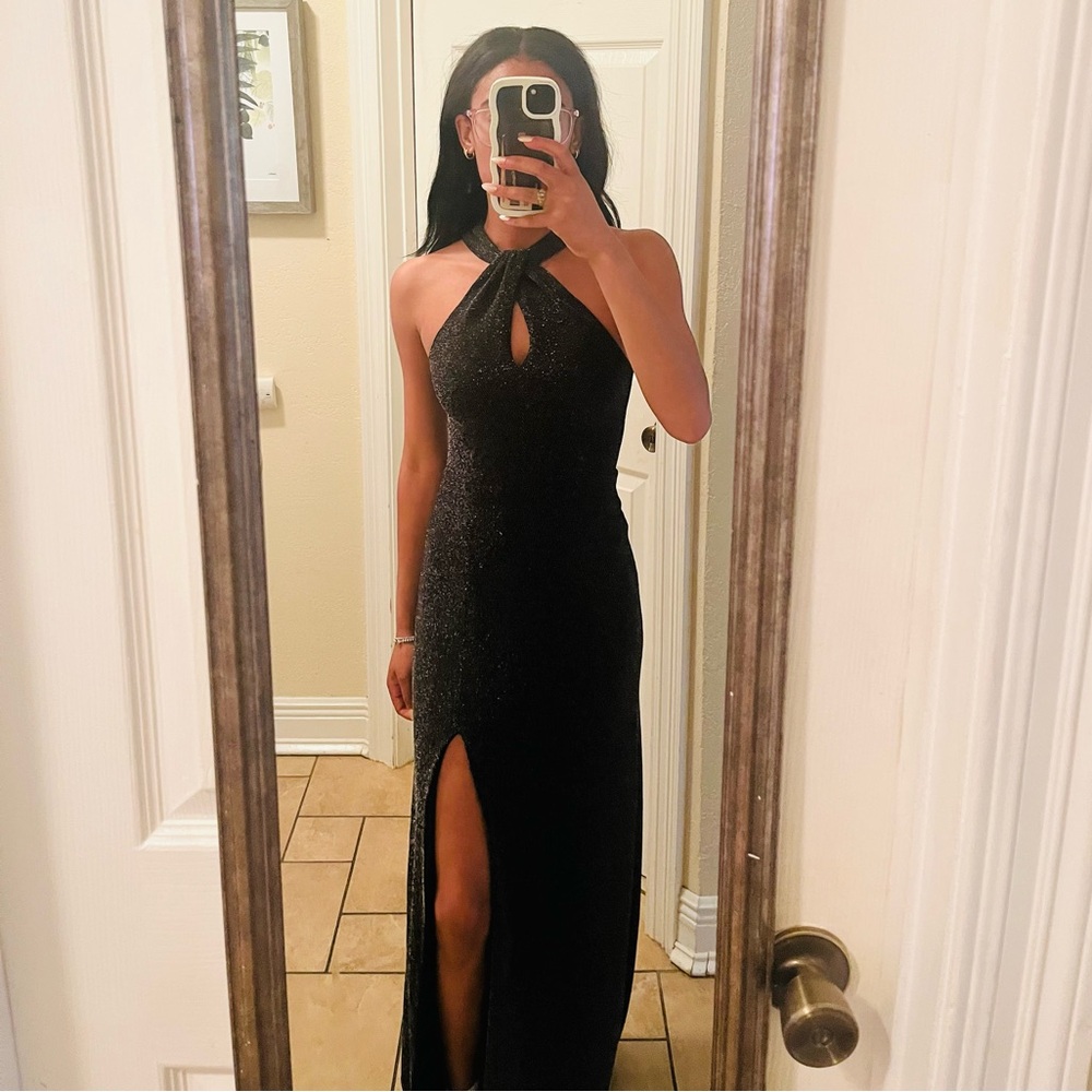 Elegant Black Halter Dress